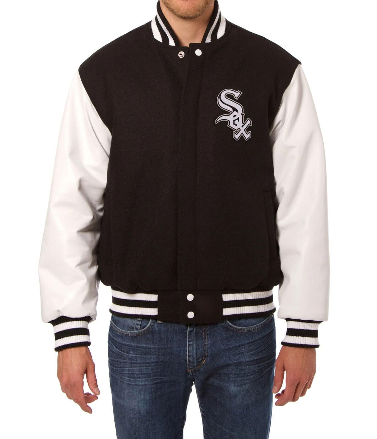 Chicago White Sox Two Tone Wool Leather Jacket (2) Chicago White Sox Two Tone Wool Leather Jacket