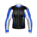 Custom Black And Blue Motorcycle Racing Leather Jacket
