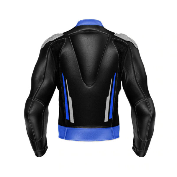 Custom Black And Blue Motorcycle Racing Leather Jacket