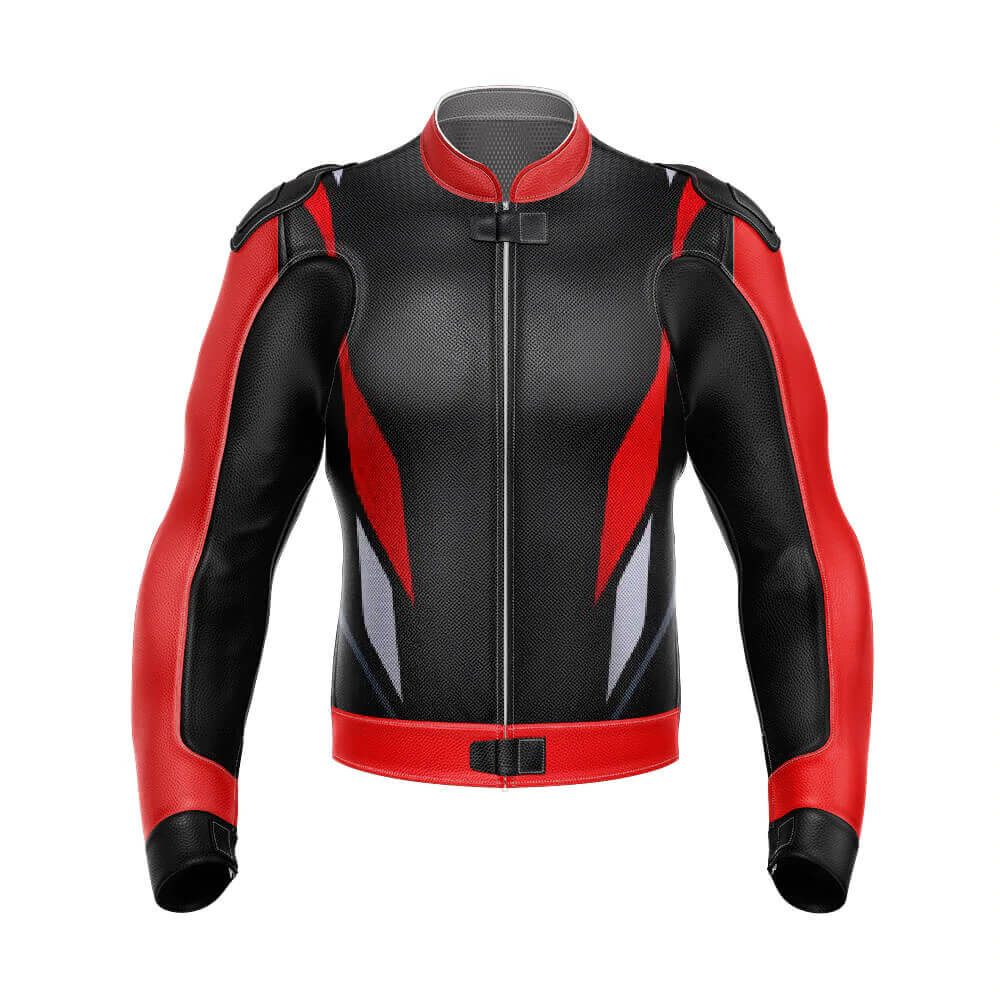 Custom Black And Gray Motorcycle Leather Jacket (1) Custom Black And Gray Motorcycle Leather Jacket