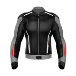 Custom Black And Gray Motorcycle Racing Leather Jacket