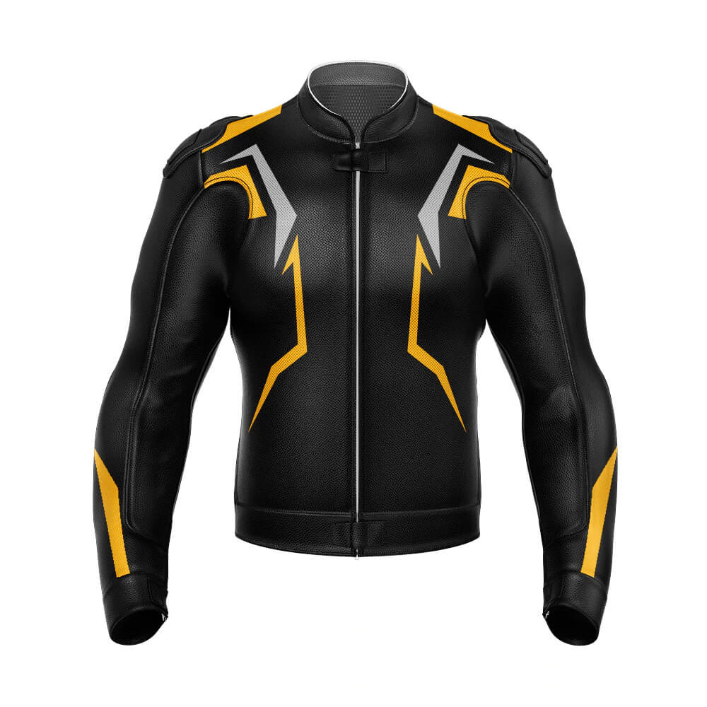 Custom Black And Yellow Motorcycle Racing Leather Jacket - Maker of Jacket
