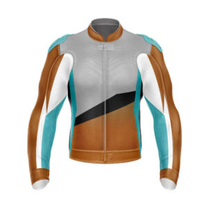Custom Gray And Brown Motorcycle Racing Leather Jacket