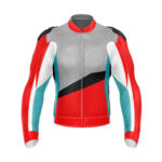 Custom Red And Gray Motorcycle Racing Leather Jacket