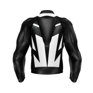 Custom White And Black Motorcycle Racing Leather Jacket