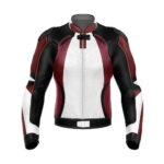 Custom White And Maroon Motorcycle Leather Jacket