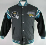 Jacksonville Jaguars NFL Grey Letterman Wool Jacket