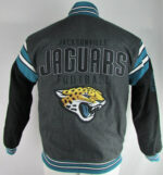 Jacksonville Jaguars NFL Grey Letterman Wool Jacket