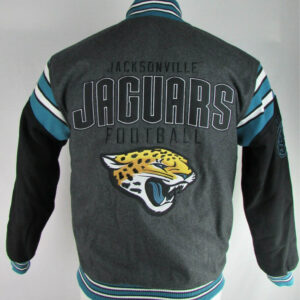 Jacksonville Jaguars NFL Grey Letterman Wool Jacket