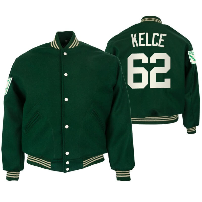 Jason Kelce Philadelphia Eagles NFL Varsity Jacket (1) Jason Kelce Philadelphia Eagles NFL Varsity Jacket