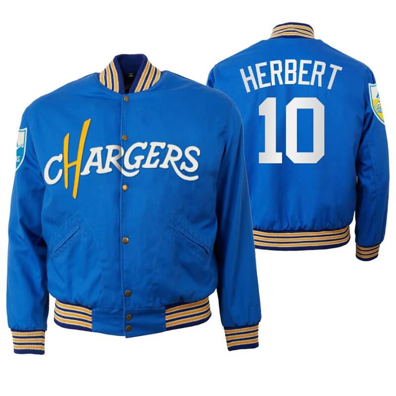 Justin Herbert NFL Los Angeles Chargers Satin Jacket (1) Justin Herbert NFL Los Angeles Chargers Satin Jacket