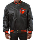 MLB Baltimore Orioles Black Leather Jacket