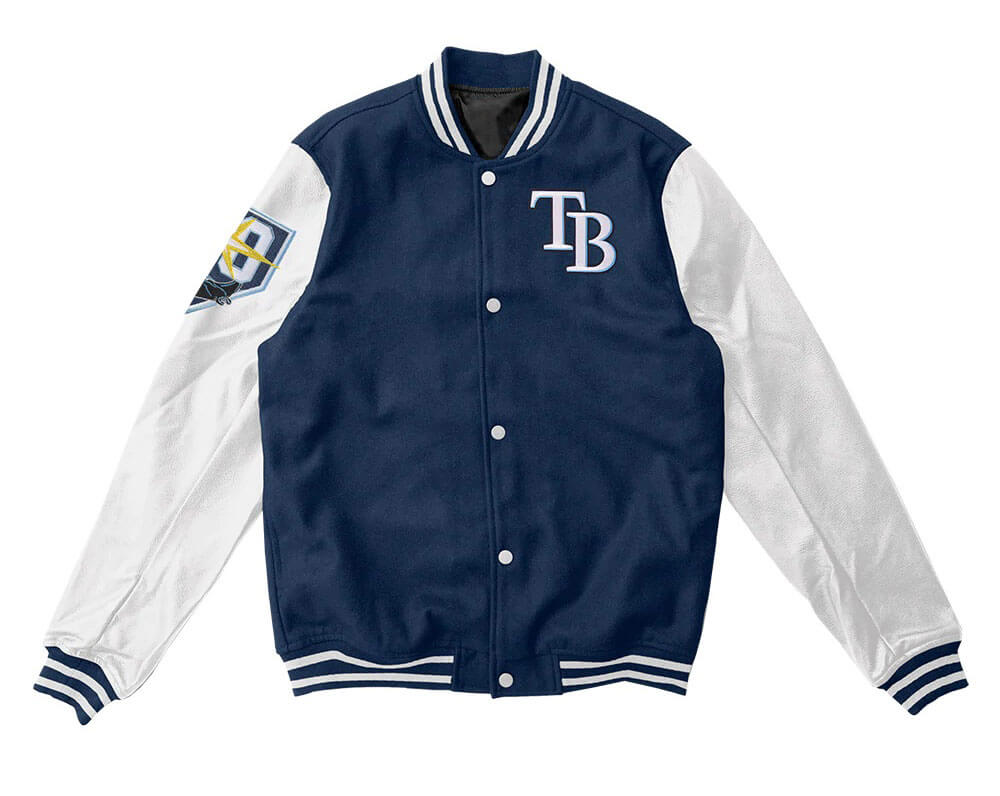 MLB Blue Tampa Bay Rays Letterman Varsity Jacket (1) MLB Blue Tampa Bay Rays Letterman Varsity Jacket