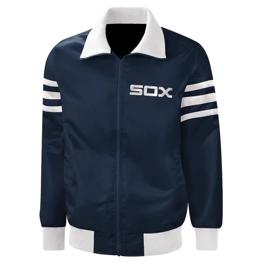 MLB Navy Chicago White Sox The Captain Satin Jacket (1) MLB Navy Chicago White Sox The Captain Satin Jacket