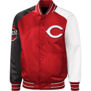 MLB Red Black Cincinnati Reds Reliever Satin Jacket