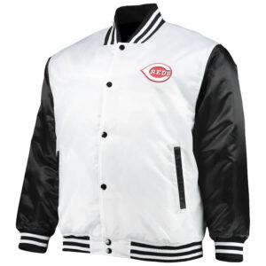 MLB White Black Cincinnati Reds Satin Jacket