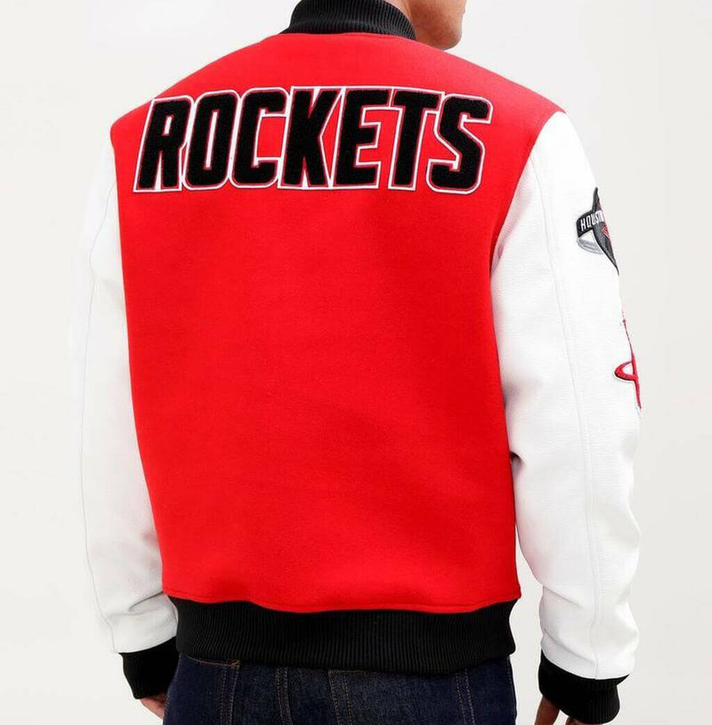 Houston Rockets NBA Varsity Red and White Hooded Jacket