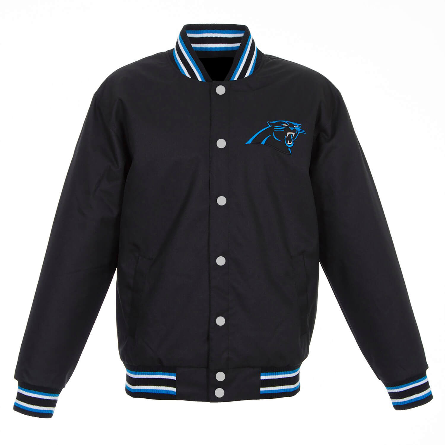 NFL Carolina Panthers Textile Black Jacket (1) NFL Carolina Panthers Textile Black Jacket Front