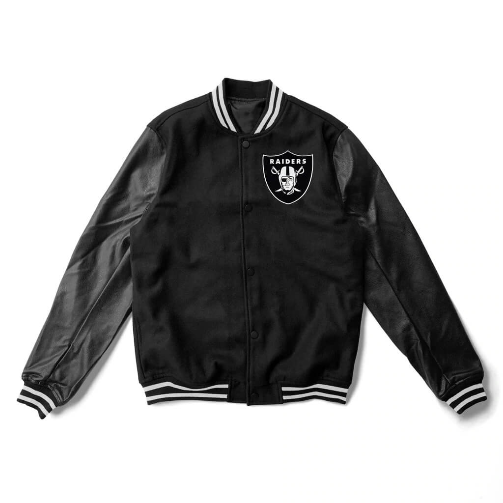 NFL Las Vegas Raiders Black Varsity Jacket (1) NFL Las Vegas Raiders Black Varsity Jacket