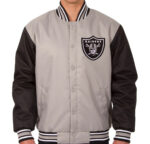 NFL Las Vegas Raiders Gray And Black Textile Jacket