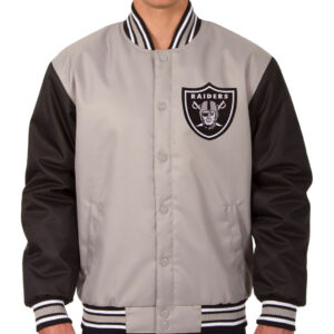 NFL Las Vegas Raiders Gray And Black Textile Jacket