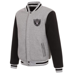 NFL Las Vegas Raiders Gray And Black Wool Jacket