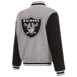 NFL Las Vegas Raiders Gray And Black Wool Jacket