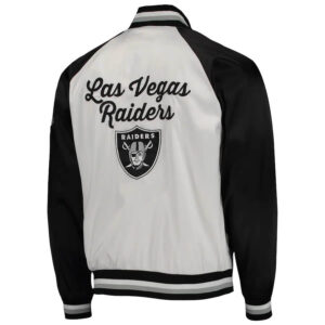 NFL Las Vegas Raiders White And Black Satin Jacket