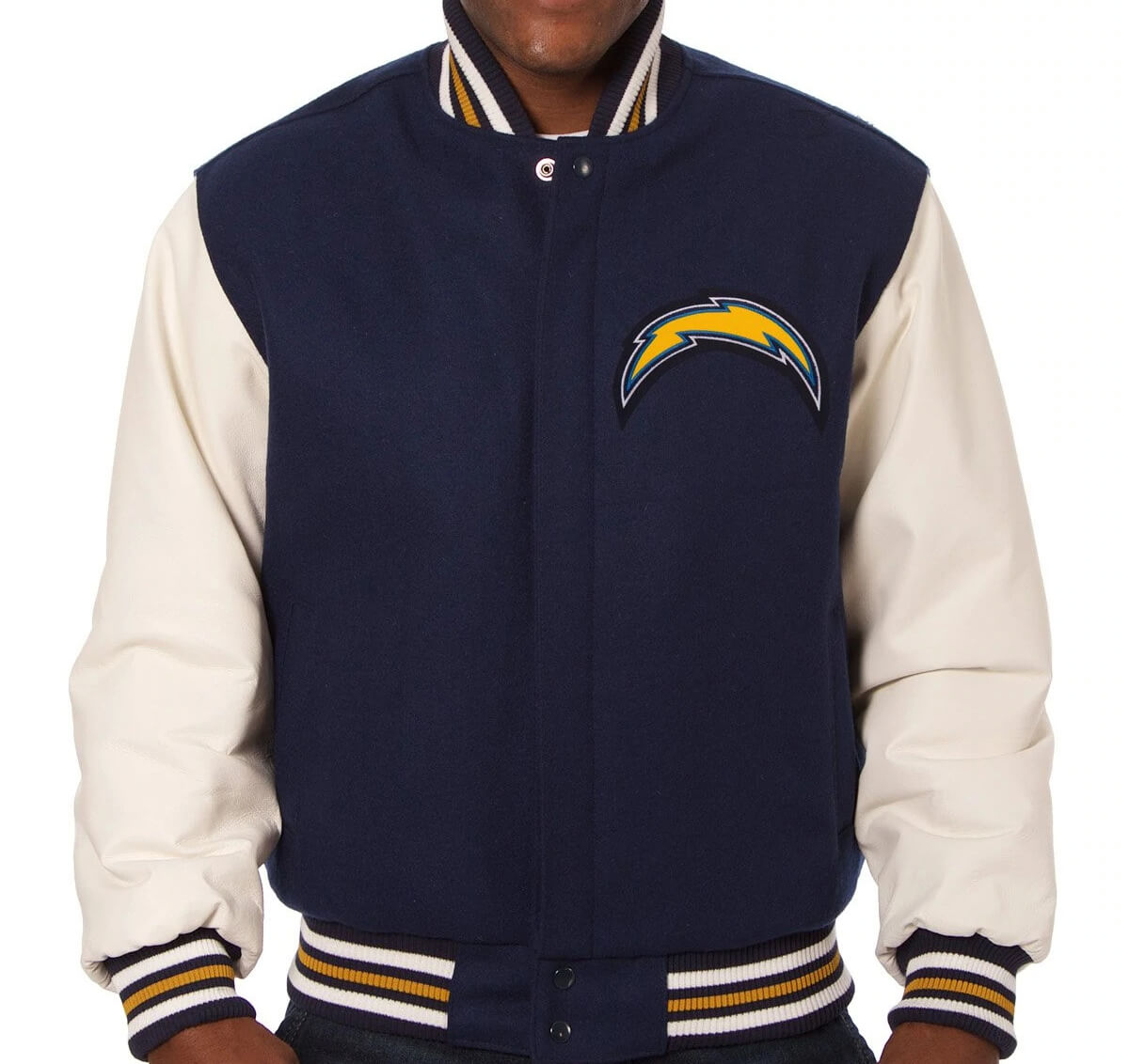 NFL Los Angeles Chargers Navy And White Varsity Jacket (1) NFL Los Angeles Chargers Navy And White Varsity Jacket