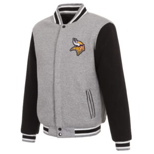 NFL Minnesota Vikings Gray And Black Wool Jacket