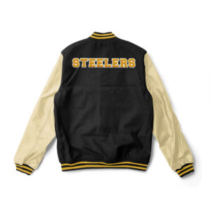 NFL Pittsburgh Steelers Black And Cream Varsity Jacket