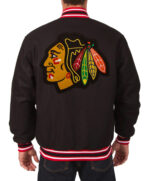 NHL Black Chicago Blackhawks Wool Jacket