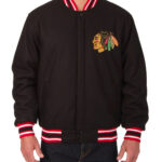 NHL Black Chicago Blackhawks Wool Jacket