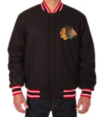 NHL Black Chicago Blackhawks Wool Jacket