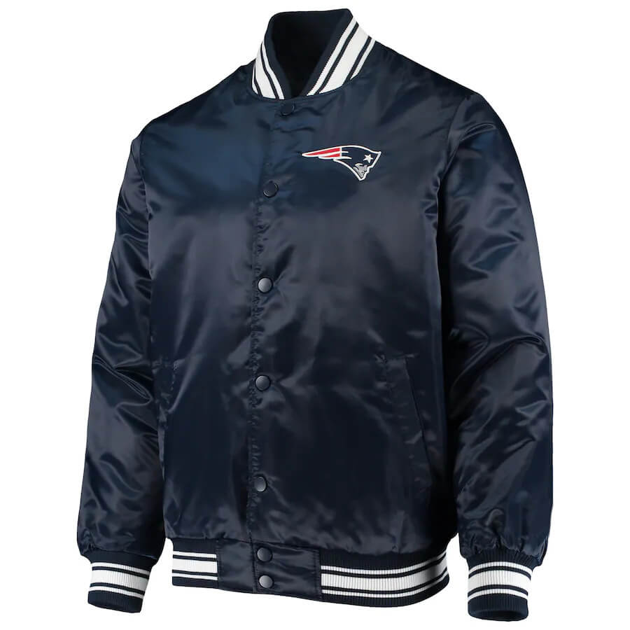 Navy Blue NFL New England Patriots Satin Jacket (1) Navy Blue NFL New England Patriots Satin Jacket