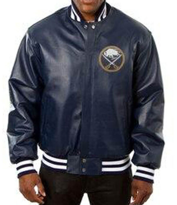 Navy Buffalo Sabres Leather NHL Jacket