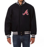 Navy MLB Atlanta Braves Varsity Jacket