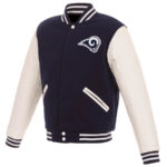 Navy White Los Angeles Rams NFL Varsity Jacket