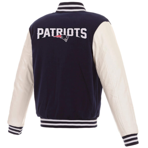 Navy White New England Patriots NFL Varsity Jacket