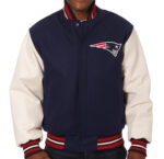 New England Patriots Navy Blue And White Varsity Jacket