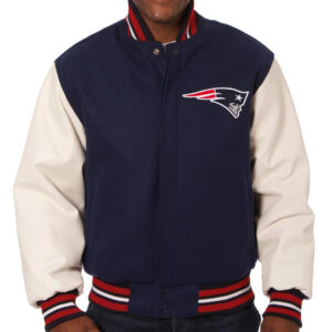 New England Patriots Navy Blue And White Varsity Jacket