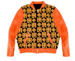 Orange JH Monogram Wool And Leather Jacket