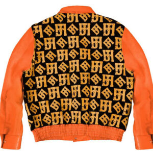 Orange JH Monogram Wool And Leather Jacket