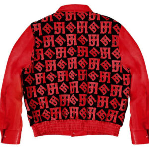 Red JH Monogram Wool And Leather Jacket