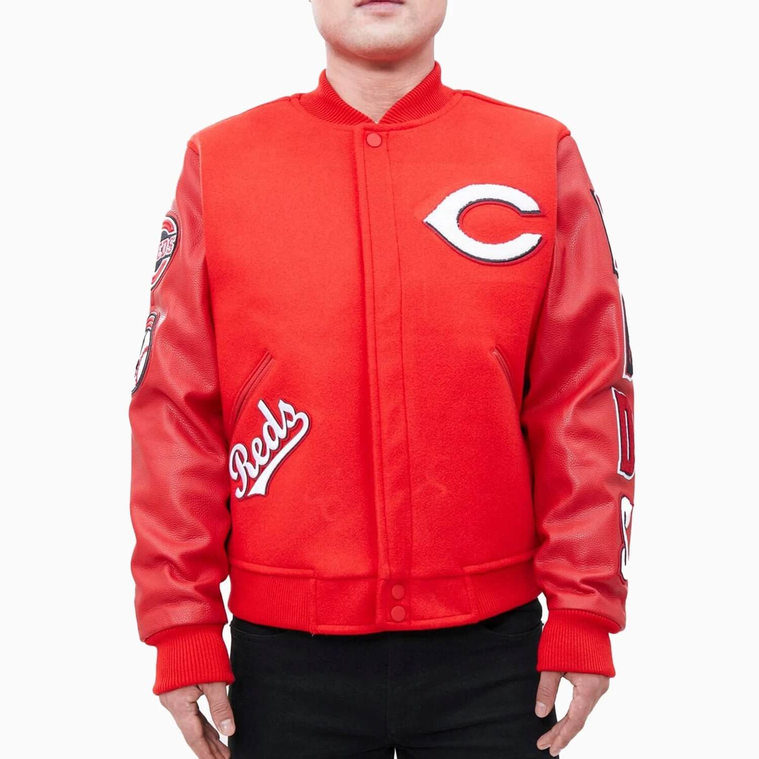 Red MLB Cincinnati Reds Wool Leather Jacket (1) Red MLB Cincinnati Reds Wool Leather Jacket