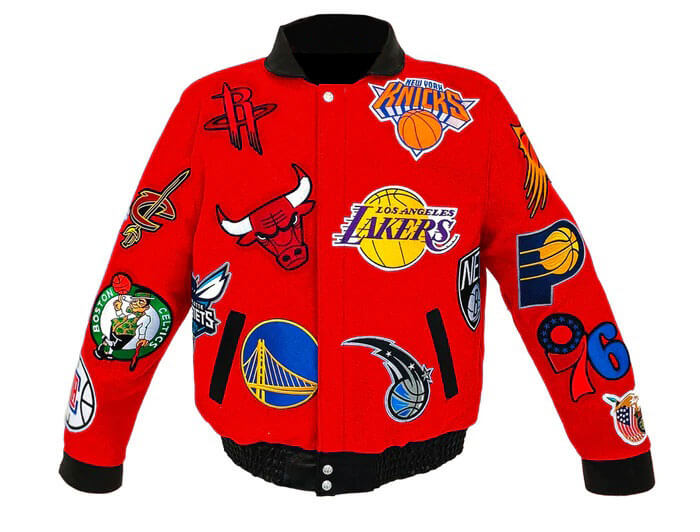 Maker of Jacket Men Jackets Vintage Red NBA Teams Jeff Hamilton Wool