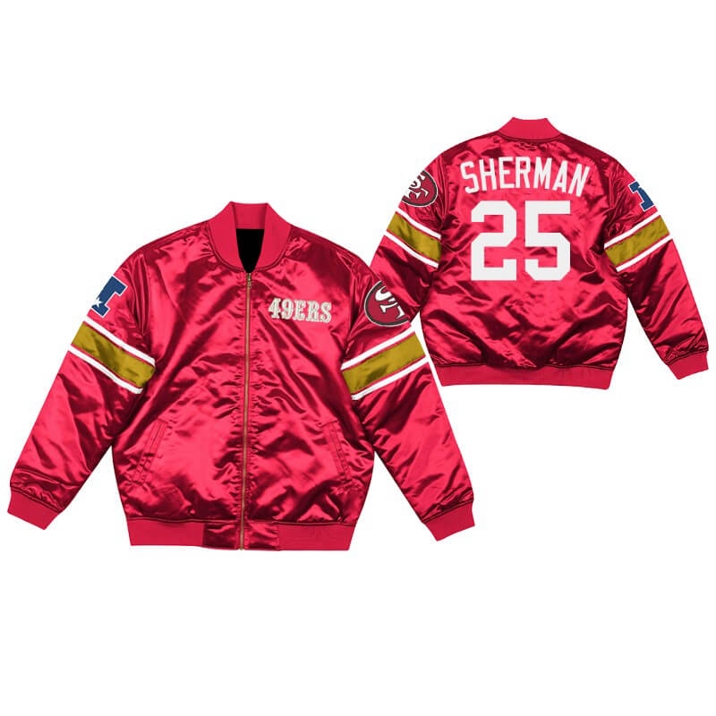 Richard Sherman San Francisco 49ers NFL Satin Jacket (1) Richard Sherman San Francisco 49ers NFL Satin Jacket