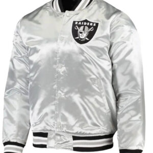 Silver Las Vegas Raiders NFL Satin Jacket