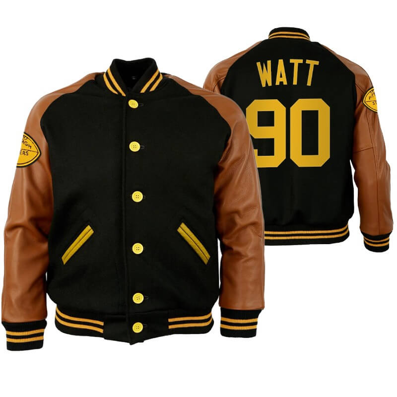 T.J. Watt Pittsburgh Steelers NFL Varsity Jacket (1) T.J. Watt Pittsburgh Steelers NFL Varsity Jacket