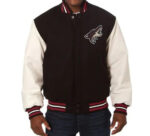 Two Tone Arizona Coyotes Black Wool Leather Jacket